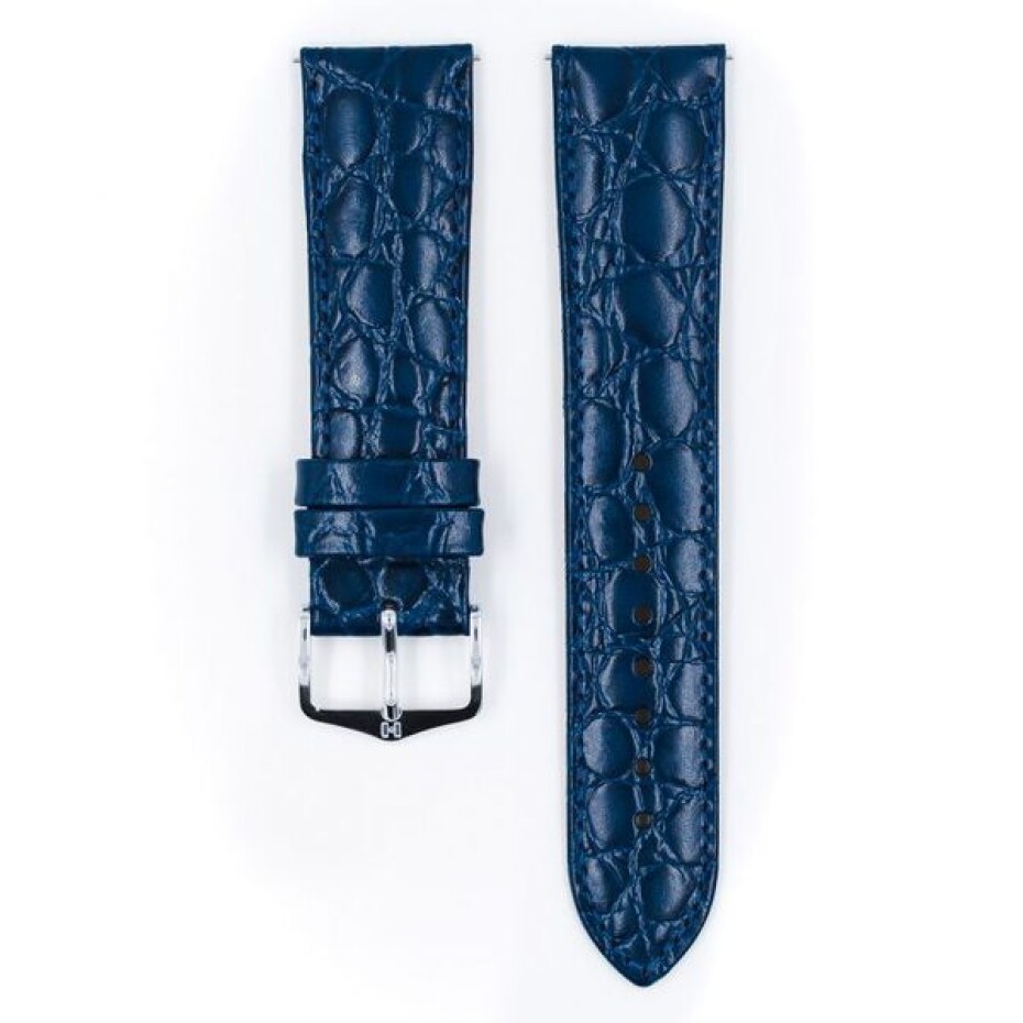 Řemínek Hirsch Crocograin - modrý - 20 mm - M – Střední délka - 18 mm - Stříbrná - main (1)
