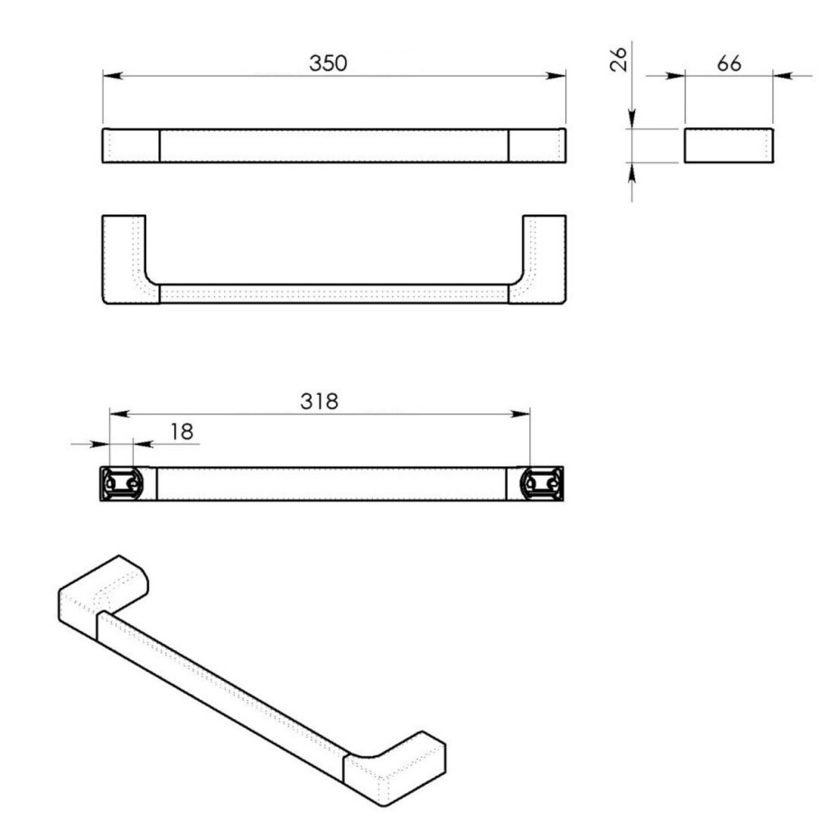 GEDY PI213513 Pirenei držák ručníků 35 x 6,6 cm, stříbrná - main (3)