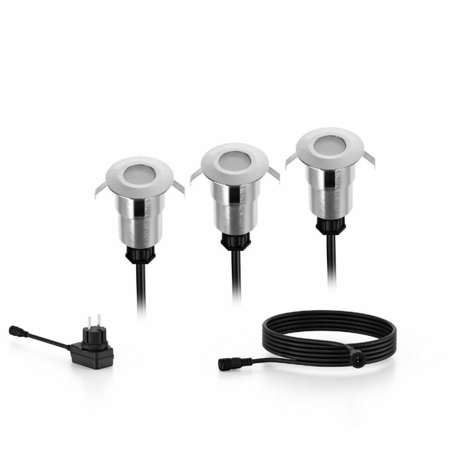 Philips Spore GardenLink venkovní nízkonapětové zemní svítidlo 3x LED 1W 2700K 24V, stříbrná - main (0)