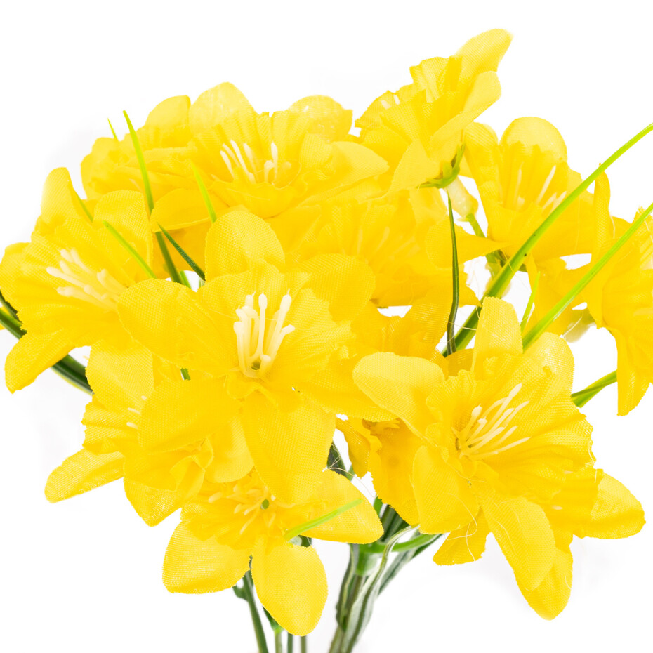 Umělá kytice Narcis s 15 květy, žlutá, 32 cm - main (1)