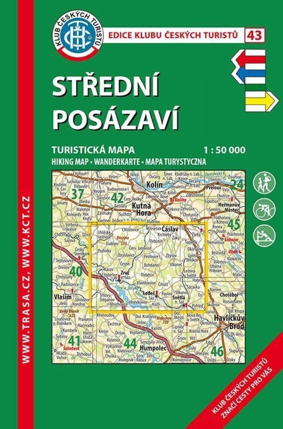 KČT 43 Střední Posázaví 1:50 000 / Turistická mapa, 6.  vydání - main (0)
