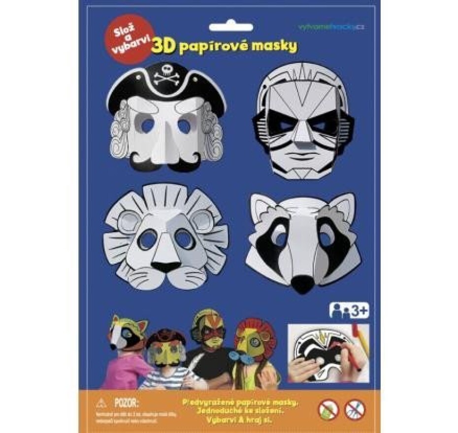 3D Karnevalové masky - pirát , superhrdina, lev, mýval - main (0)