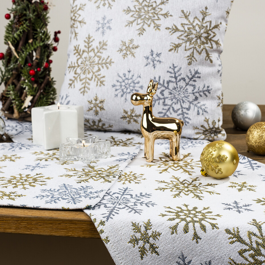 Dakls Běhoun Snowflakes bílá, 33 x 140 cm - main (1)