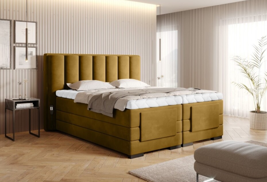 Artelta Manželská postel VEROS Boxspring | elektrická polohovatelná 160 x 200 cm Barva: Flores 22 - main (4)