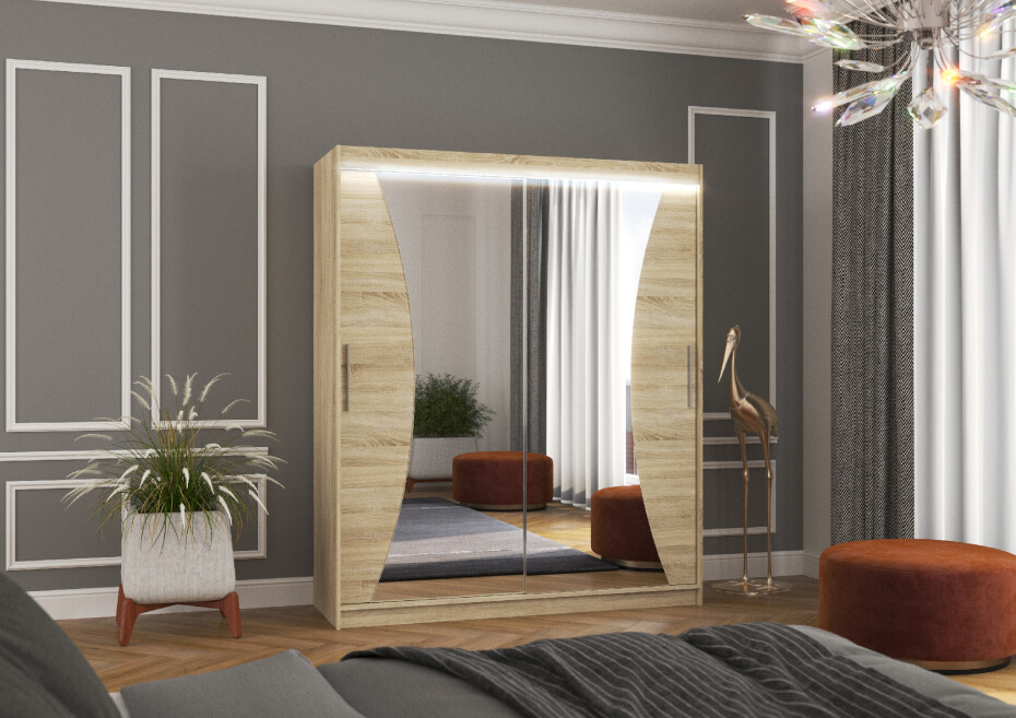 ArtAdrk Šatní skříň CHARLOTTE | 180 cm Skříň: Chre03/černá - main (6)