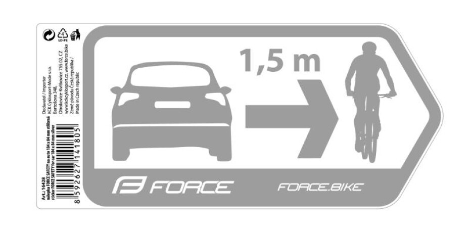 Force Nálepka SAFETY na auto 184 x 84 mm stříbrná - main (0)