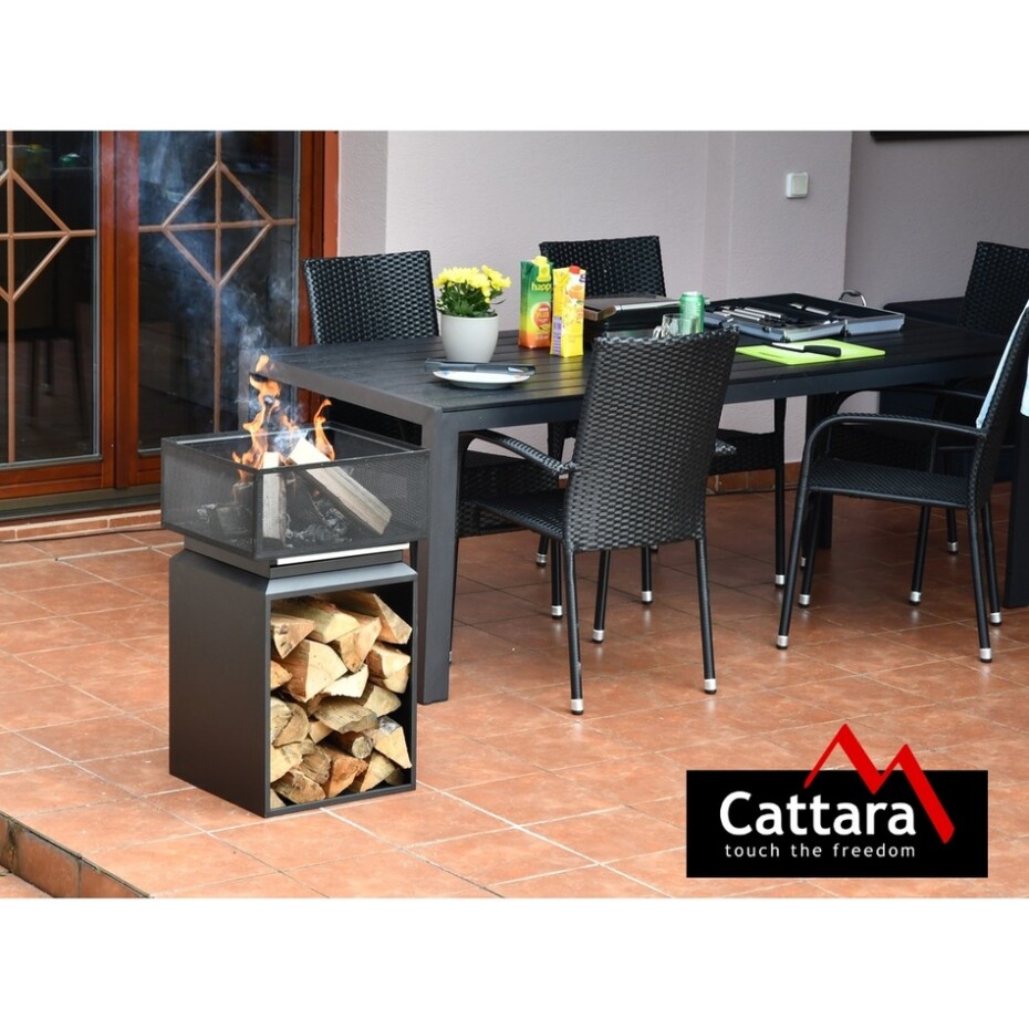 Cattara Přenosné ohniště s mřížkou Cube, 74 cm - main (5)