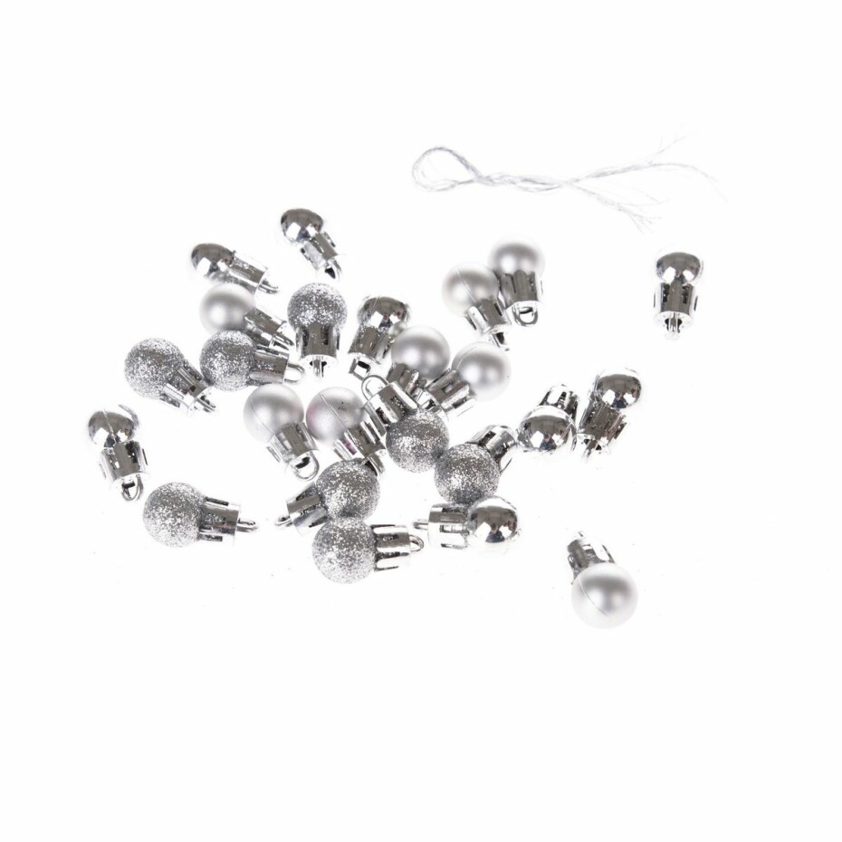 Sada vánočních mini ozdob 24 ks, stříbrná, pr. 1,5 cm - main (0)