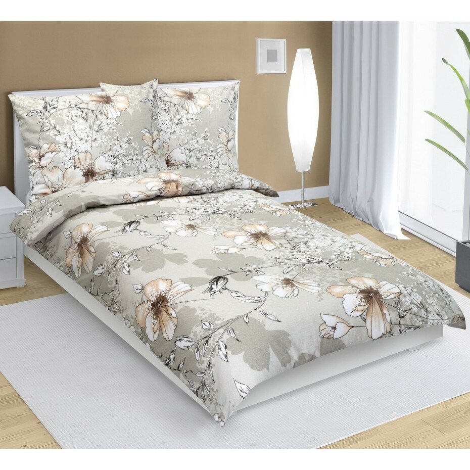 Bellatex Flanelové povlečení Ibišek kávová, 140 x 220 cm, 70 x 90 cm - main (0)