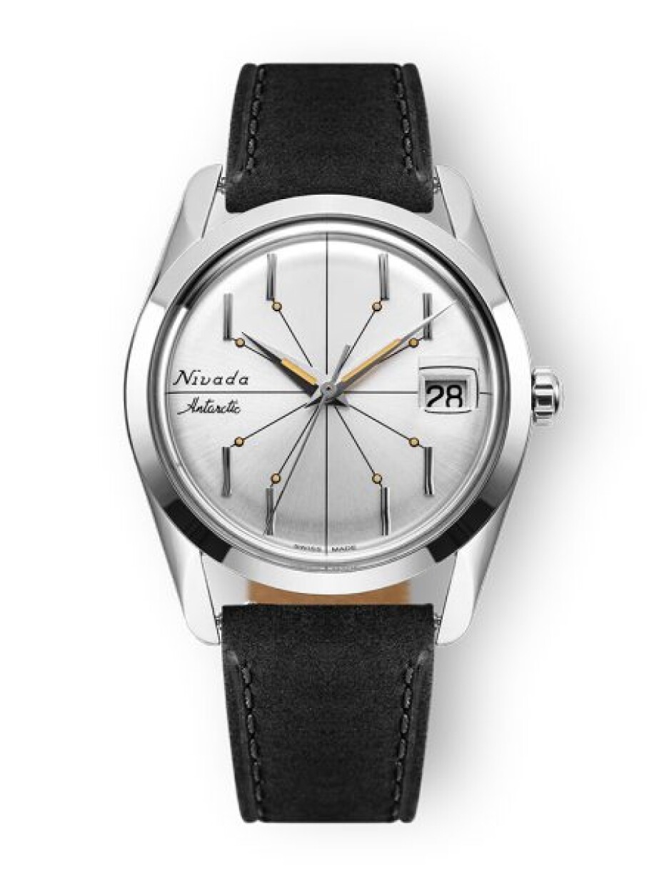 Nivada Grenchen Antarctic Spider Silver 35 mm - Black leather - main (1)