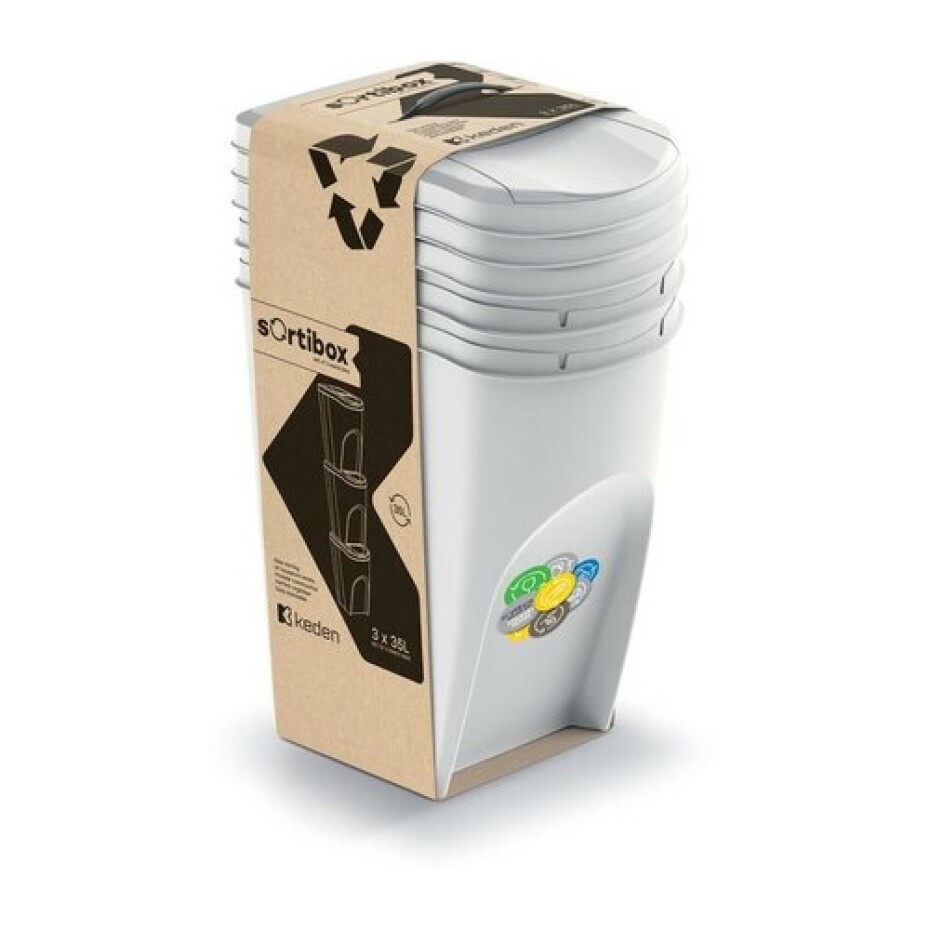 Koš na tříděný odpad Sortibox 35 l, 3 ks, popelavě šedá - main (0)