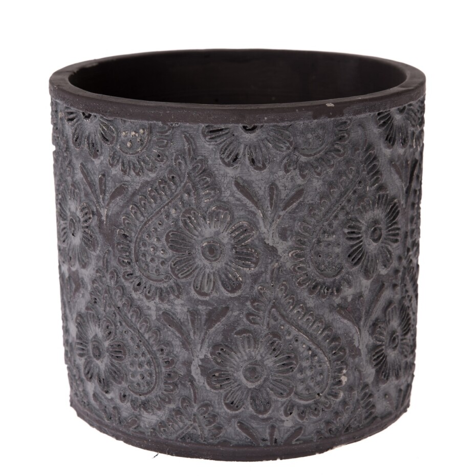 Betonový obal na květináč Black romantic, 15 x 13,5 cm - main (0)