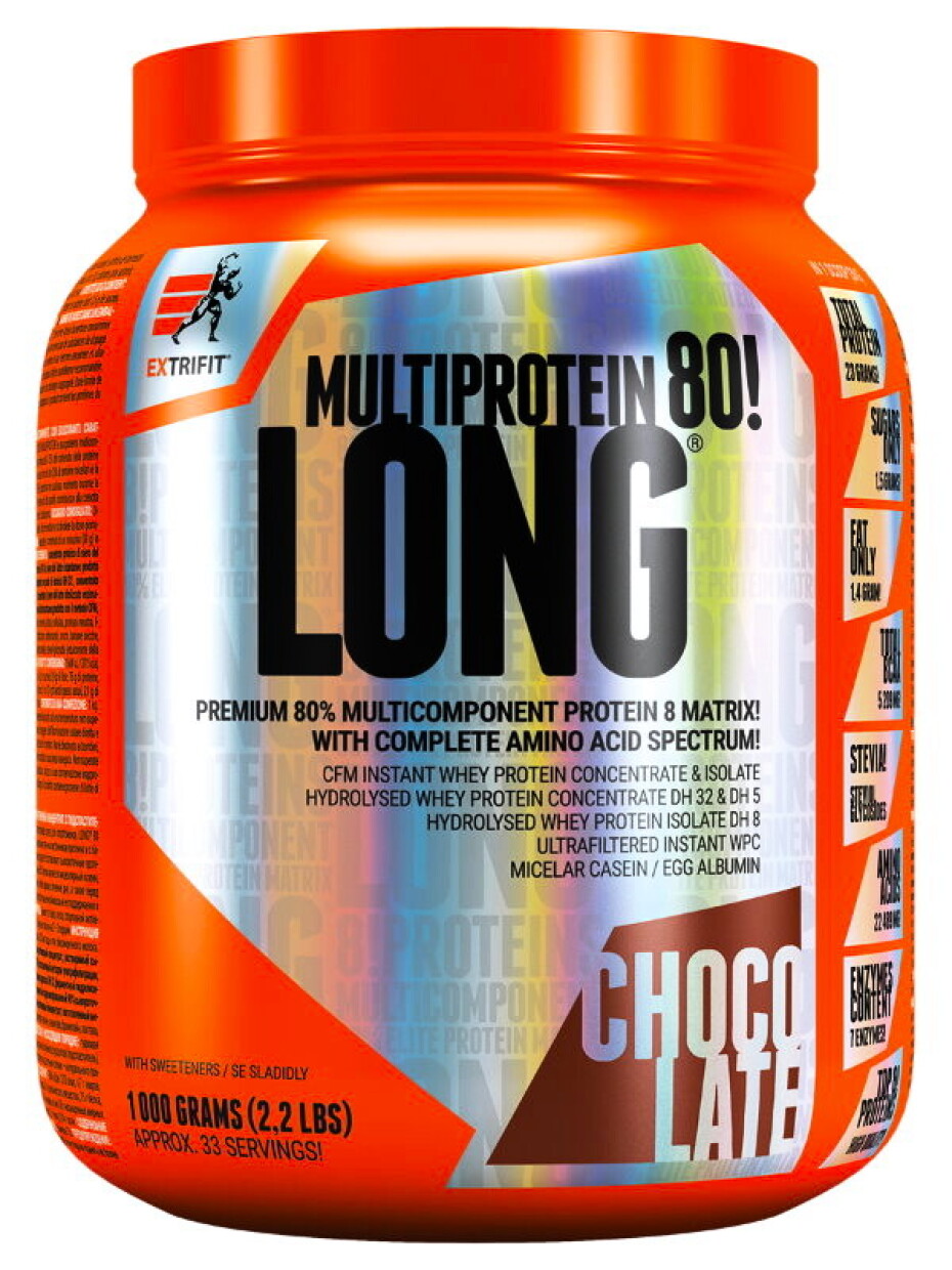 Extrifit Long 80 Multiprotein 1000 g jahoda - banán - main (0)