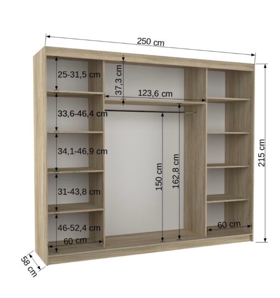ArtAdrk Šatní skříň SALTO | dub sonoma 250 cm - main (2)