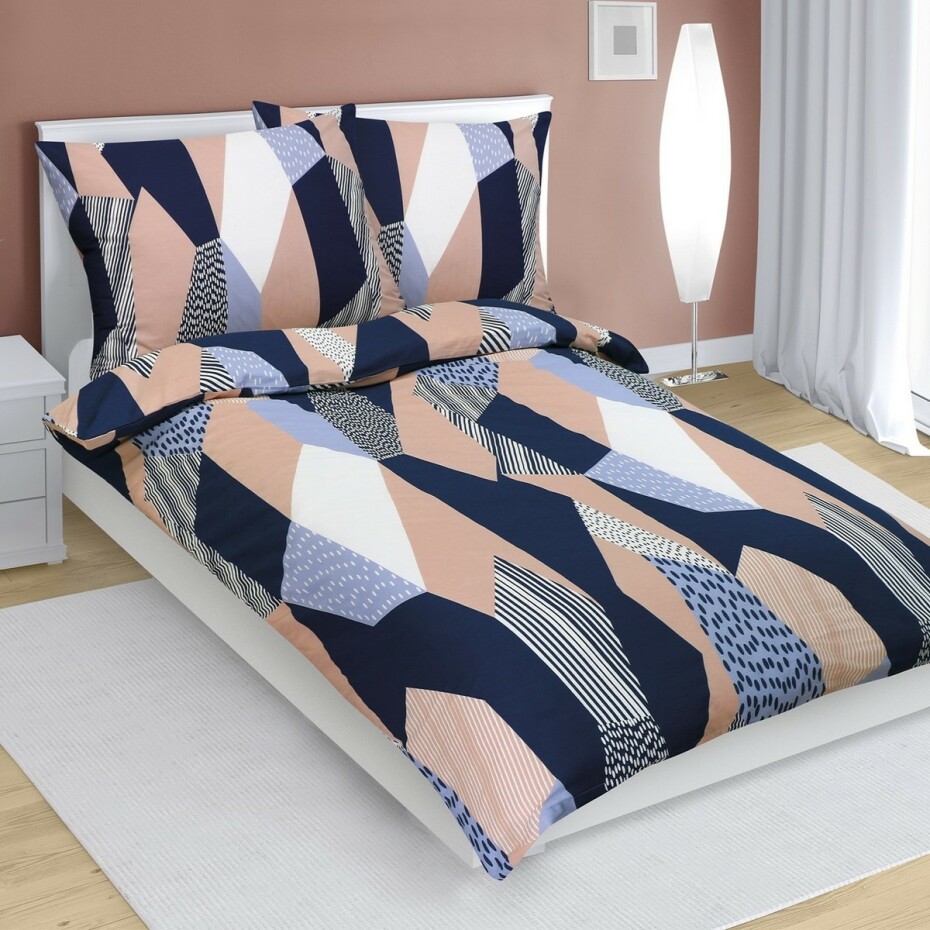 Bellatex Bavlněné povlečení Geometrie modrá, 140 x 200 cm, 70 x 90 cm - main (0)