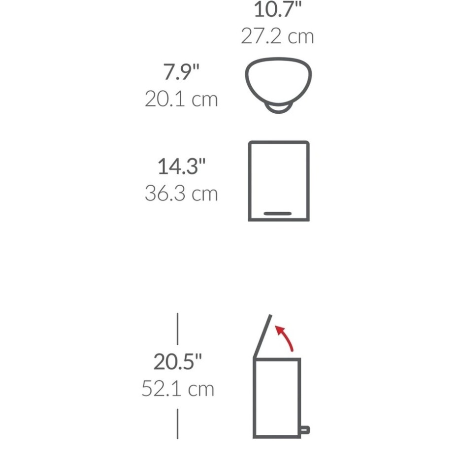 Simplehuman Pedálový odpadkový koš 6 l, půlkulatý, černá matná ocel, plast - main (5)