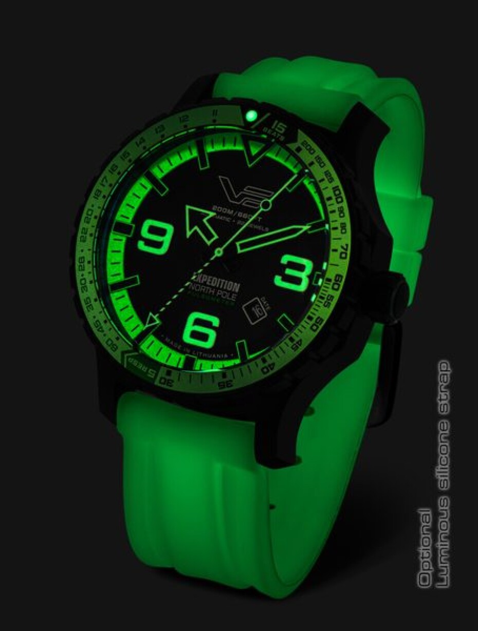 Vostok Europe Expedition North Pole Pulsometer Automatic Line YN55-597C731S - Bílý silikonový řemínek (luminiscenční) - main (5)