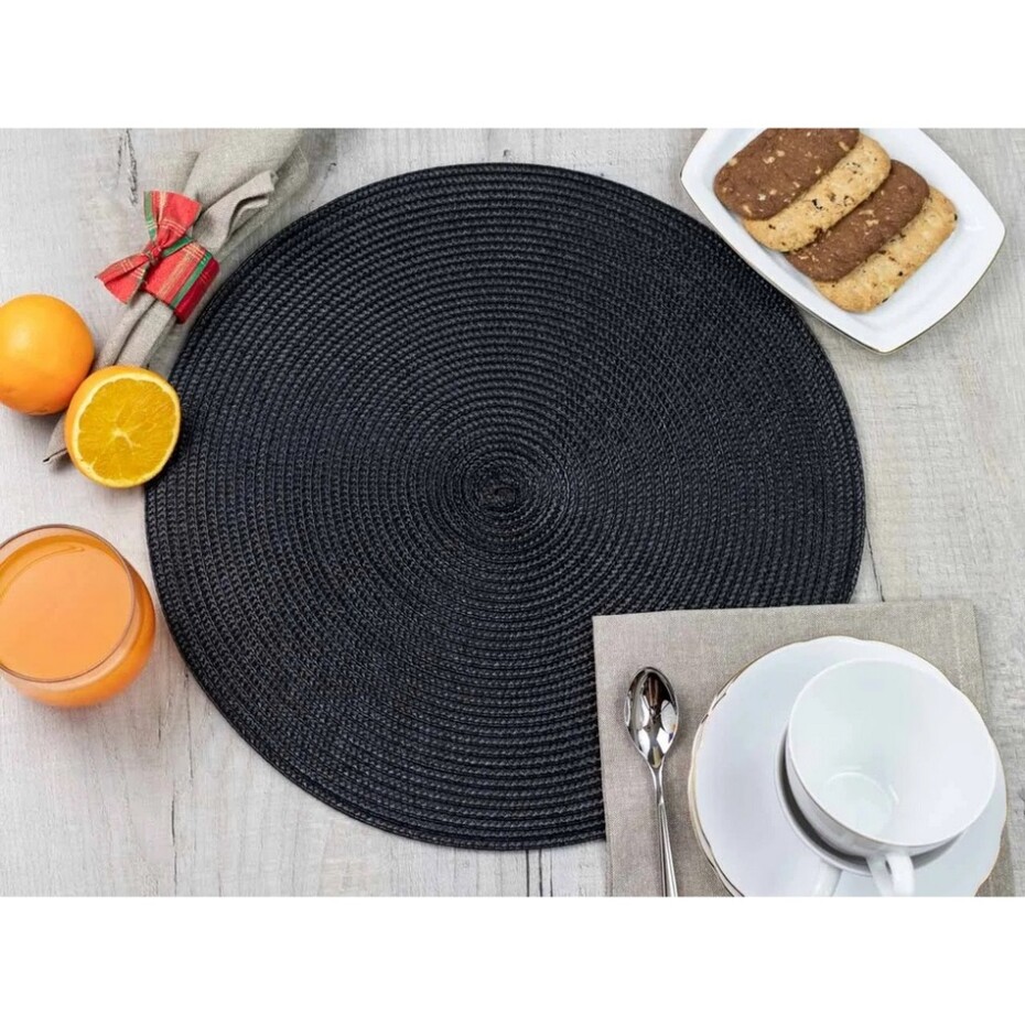 Altom Prostírání Straw černá, pr. 38 cm, sada 4 ks - main (1)