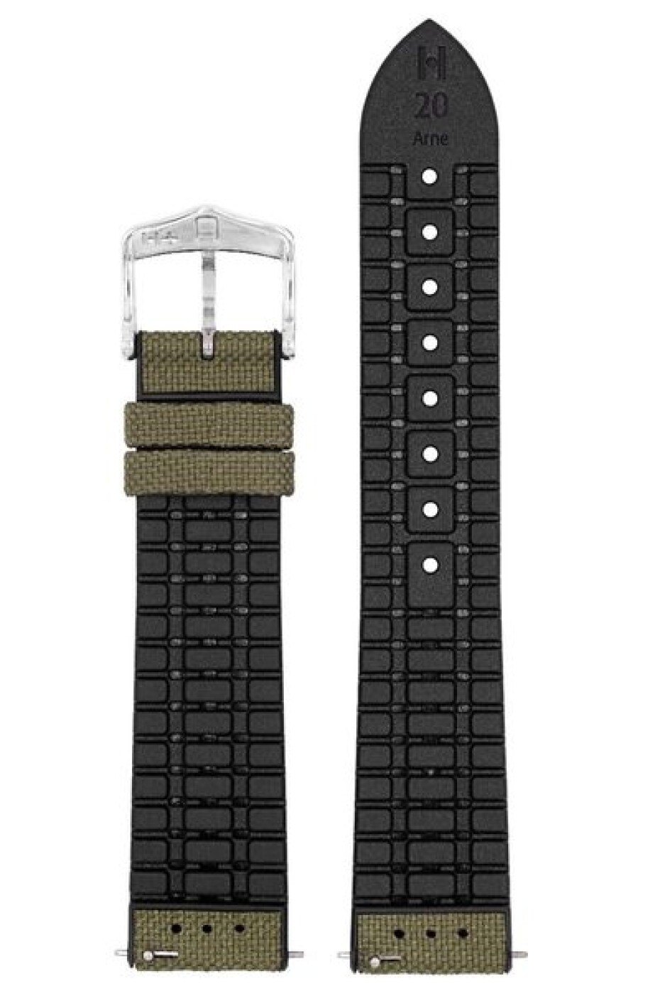Řemínek Hirsch Arne  - zelený - 21 mm - L – Standardní délka (doporučujeme) - 20 mm - Stříbrná - main (2)