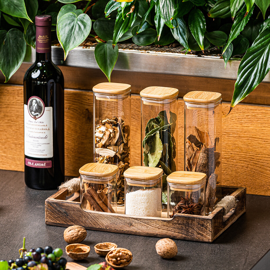 4Home Skleněná dóza na potraviny s víkem Bamboo, 170 ml, 170 ml - main (1)