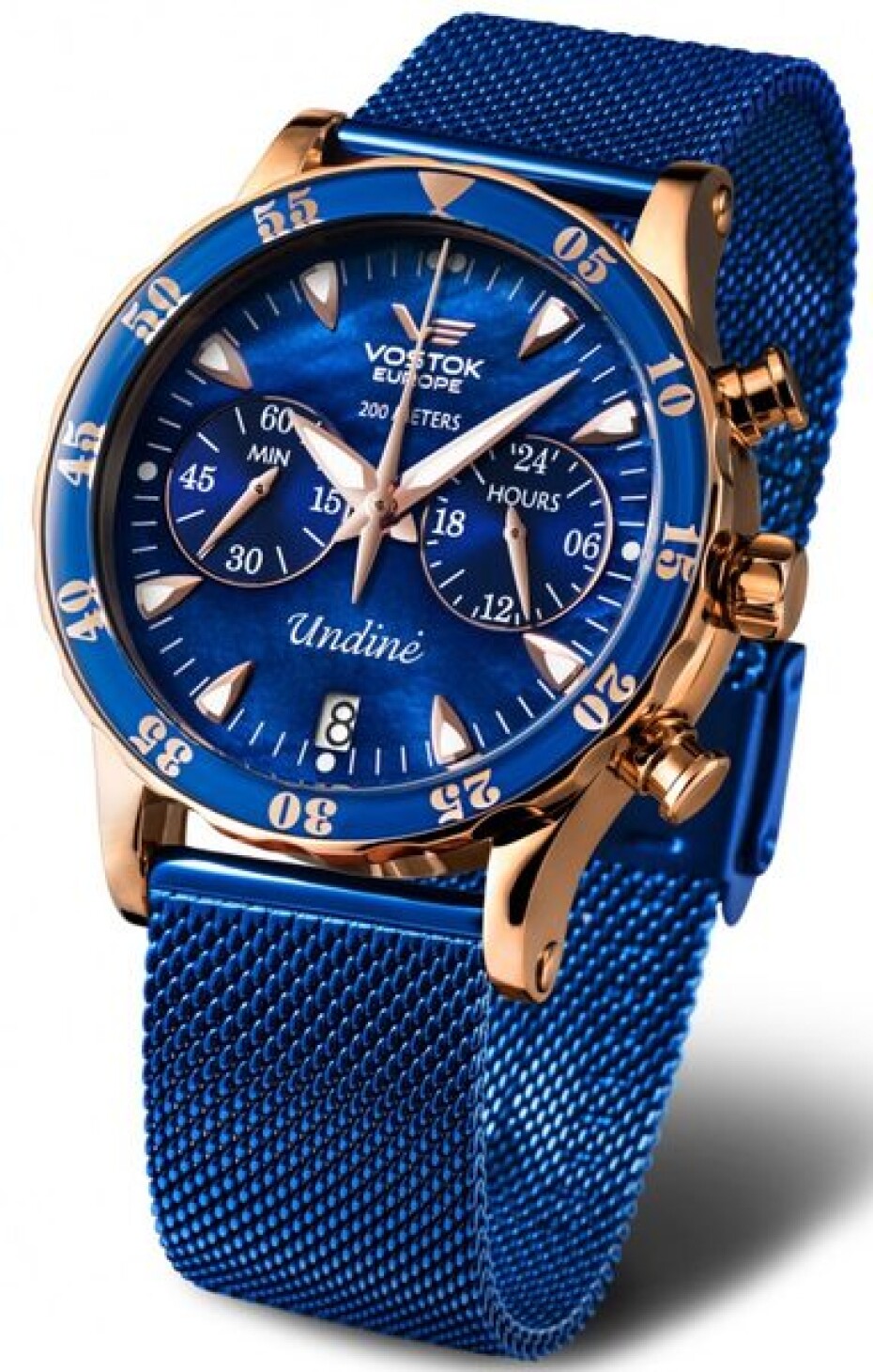 Vostok Europe Undine VK64-515B670B - Modrý ocelový mesh řemínek - main (0)