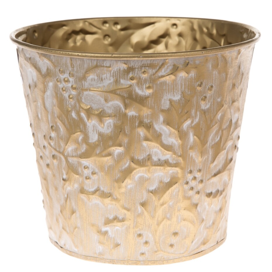 Kovový obal na květináč Gold branche, 15 x 13 cm - main (0)
