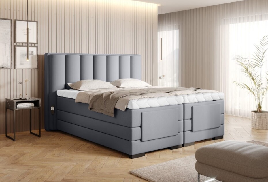 Artelta Manželská postel VEROS Boxspring | elektrická polohovatelná 160 x 200 cm Barva: Flores 22 - main (2)