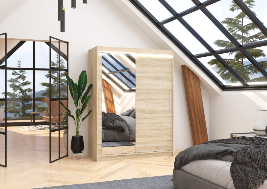 ArtAdrk Šatní skříň BIANCO | 150 cm Barva: Trufla - main (6)