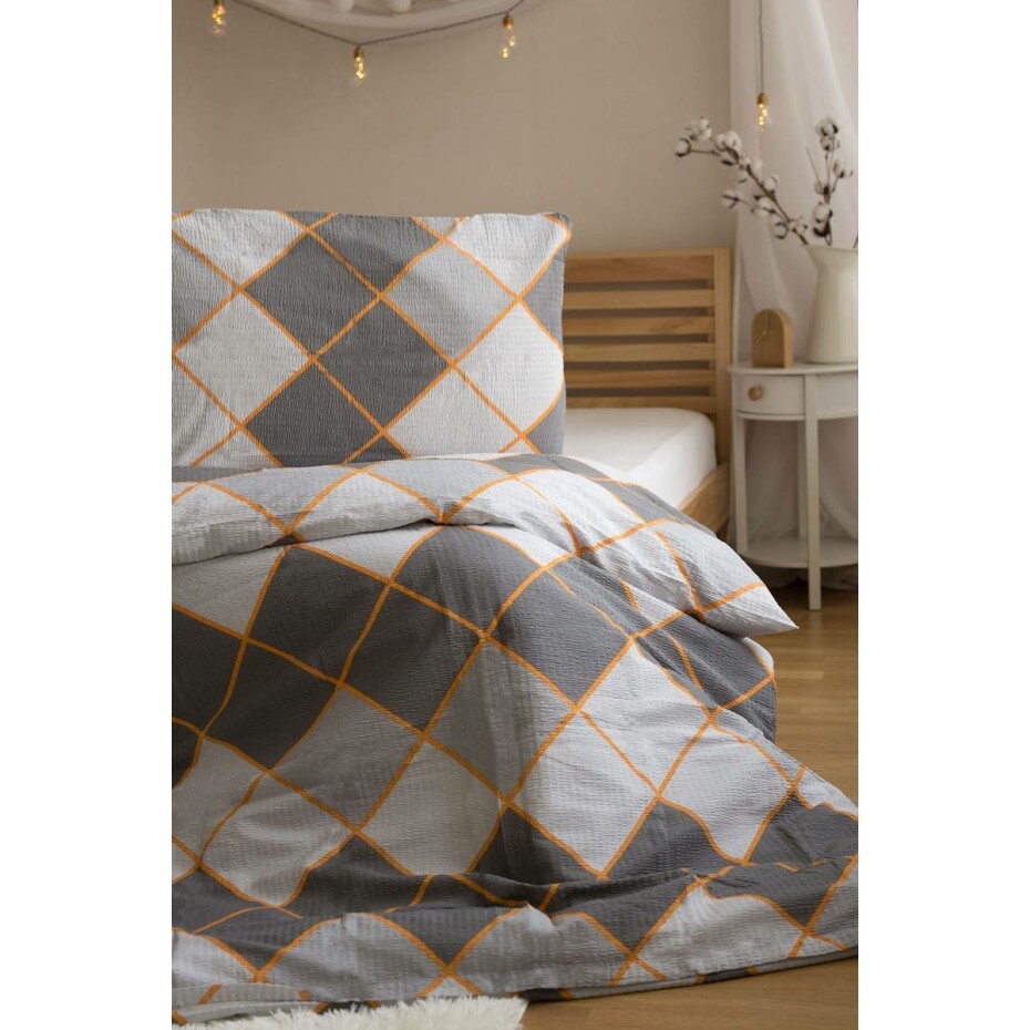 Jerry Fabrics Krepové povlečení Káry tmavě šedá, 140 x 200 cm, 70 x 90 cm - main (1)
