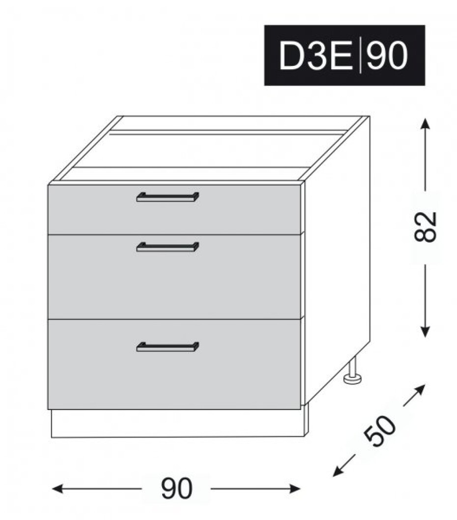 ArtExt Kuchyňská skříňka spodní PLATINIUM | D3A 90 Barva korpusu: Grey - main (18)