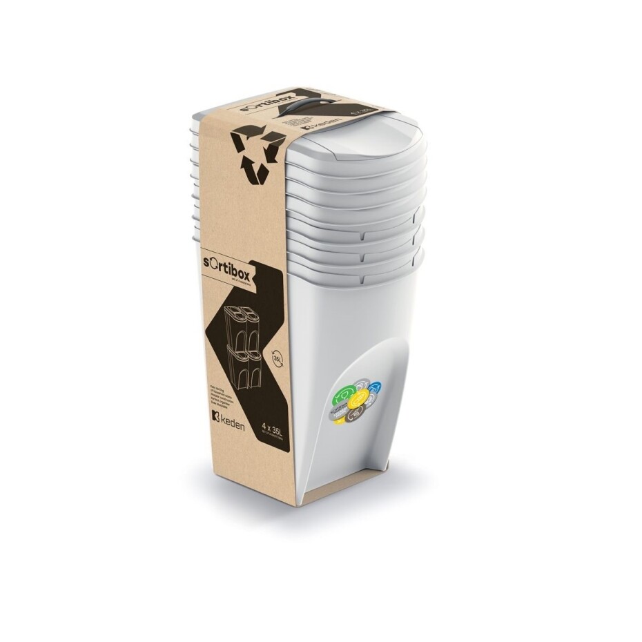 Koš na tříděný odpad Sortibox 35 l, 4 ks, popelavě šedá - main (1)