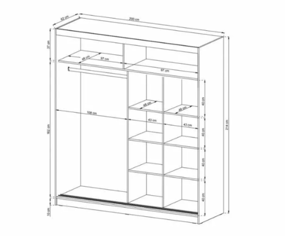 ArtPS Šatní skříň WILLOW II 200 | bílá Barva: Bílá - main (2)