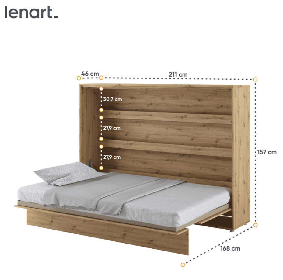 Dig-net nábytek Sklápěcí postel Lenart BED CONCEPT BC-04 | 140 x 200 cm Barva: Dub artisan - main (23)