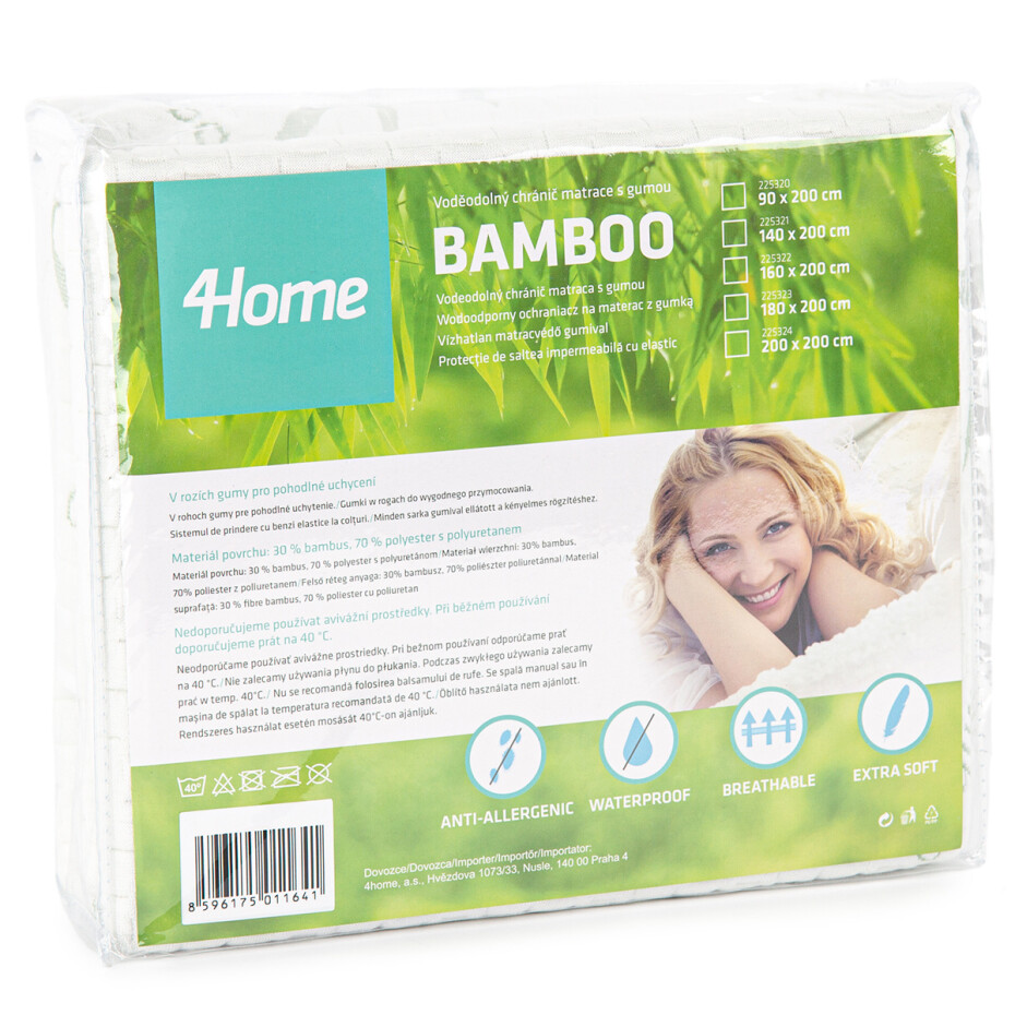 4Home Bamboo Nepropustný chránič matrace s gumou, 90 x 200 cm - main (7)