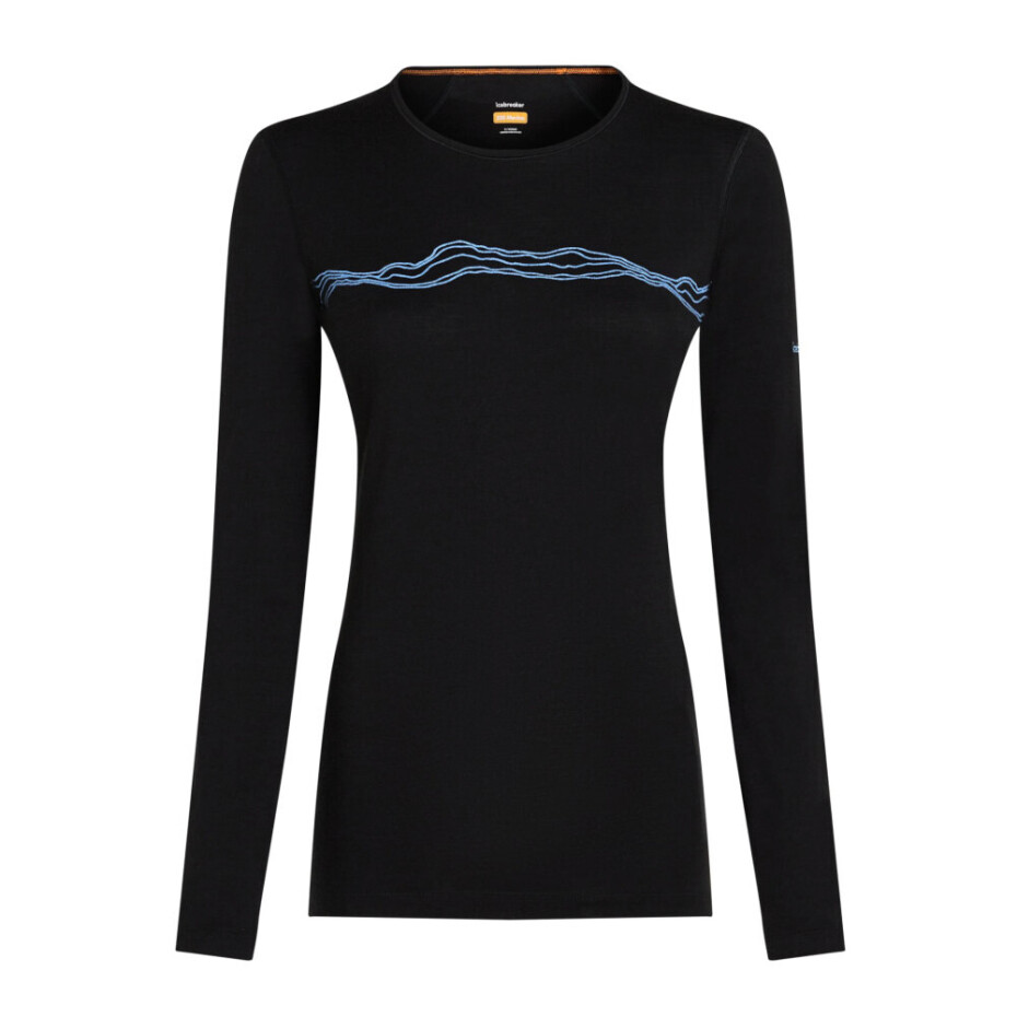 Dámské tričko Icebreaker Merino 200 Oasis LS Crewe Mountain Pulse Black L - main (0)