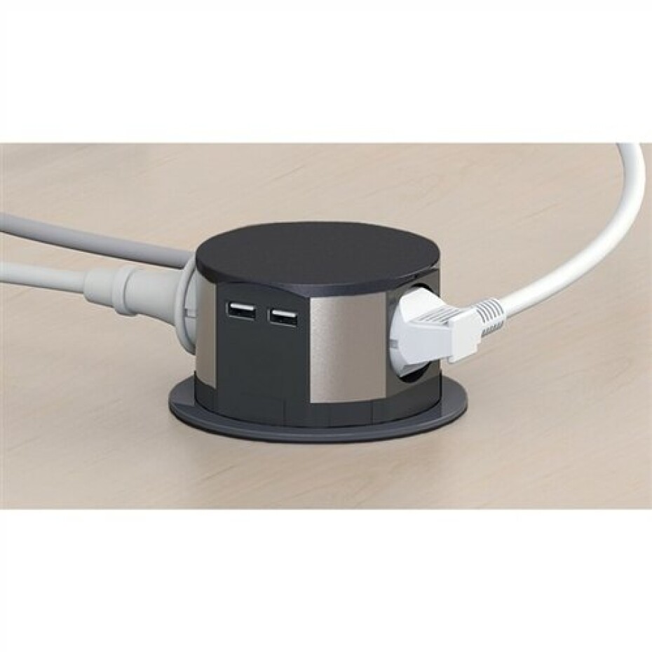 Solight Výsuvný prodlužovací blok se 3 zásuvkami a 2x USB, černá - main (3)