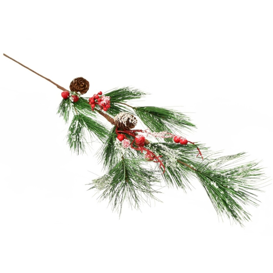 Umělá větvička borovice s dekorací, 75 cm - main (0)