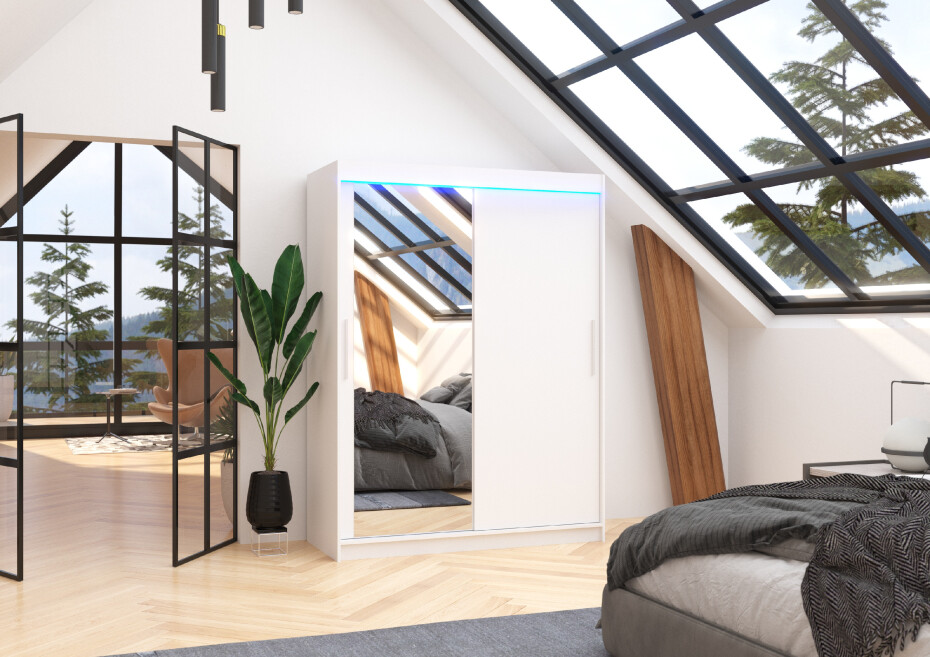 ArtAdrk Šatní skříň BIANCO | 150 cm Barva: Trufla - main (8)