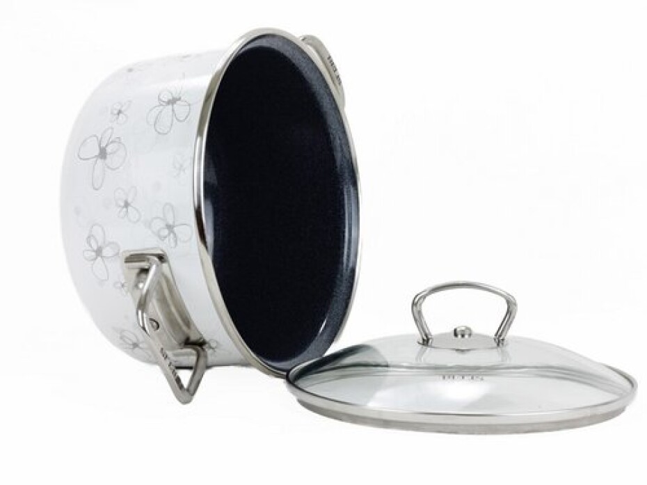 Belis Smaltovaný hrnec s poklicí Premium, bílá, 18 cm, 2,2 l, 2,2 l - main (1)
