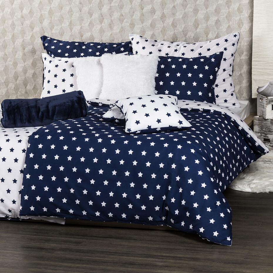 4Home Bavlněné povlečení Stars Navy blue, 140 x 200 cm, 70 x 90 cm - main (5)