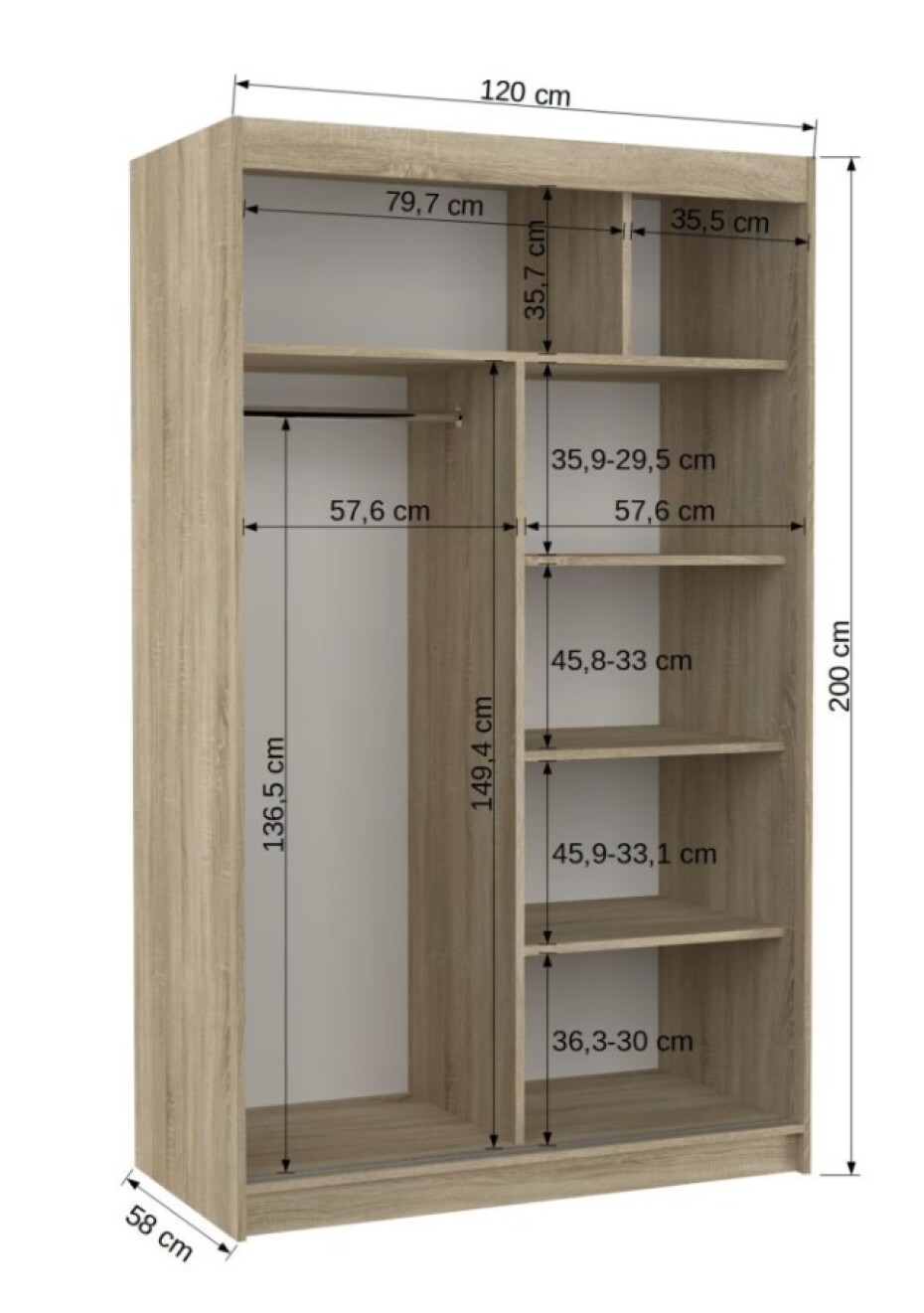 ArtAdrk Šatní skříň BENISSO | bílá 120 cm - main (2)