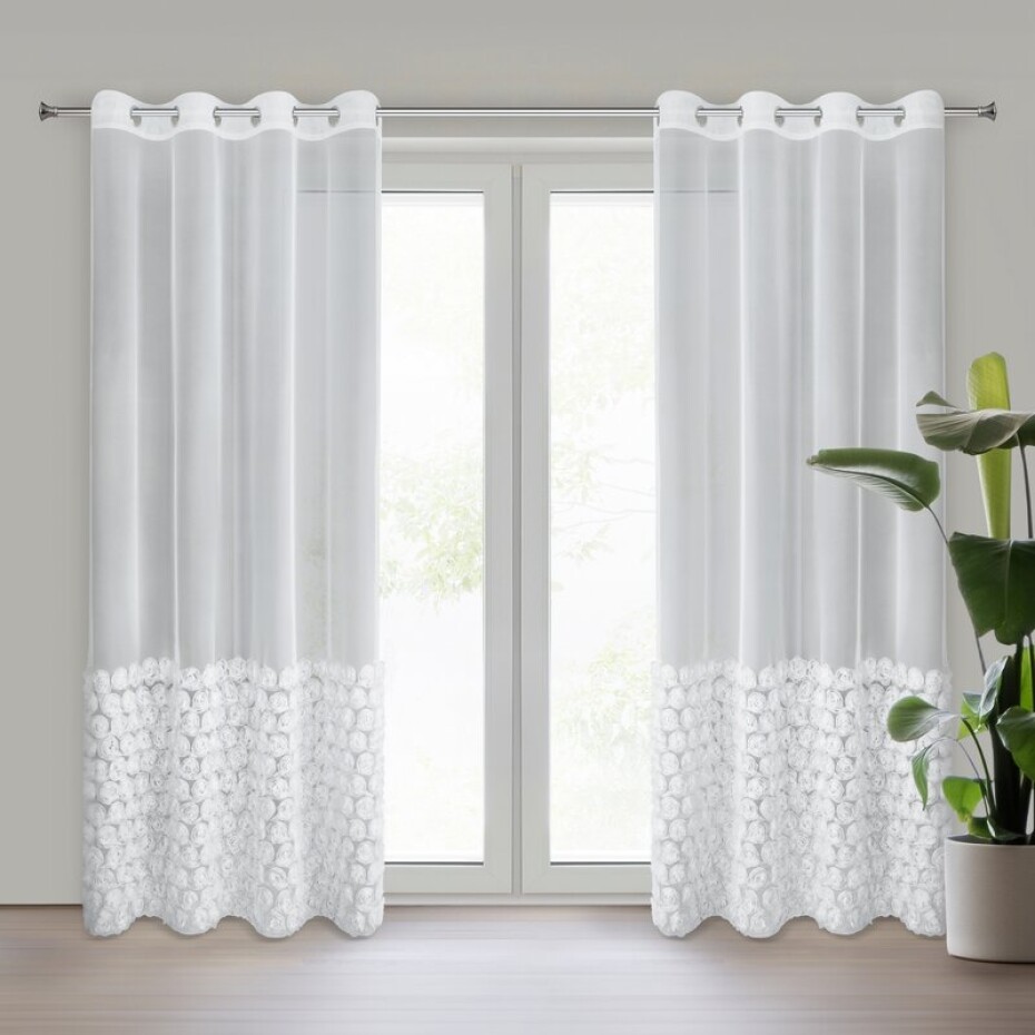 ArtFir Záclona ROSES 2 K | bílá 140 x 250 cm - main (0)
