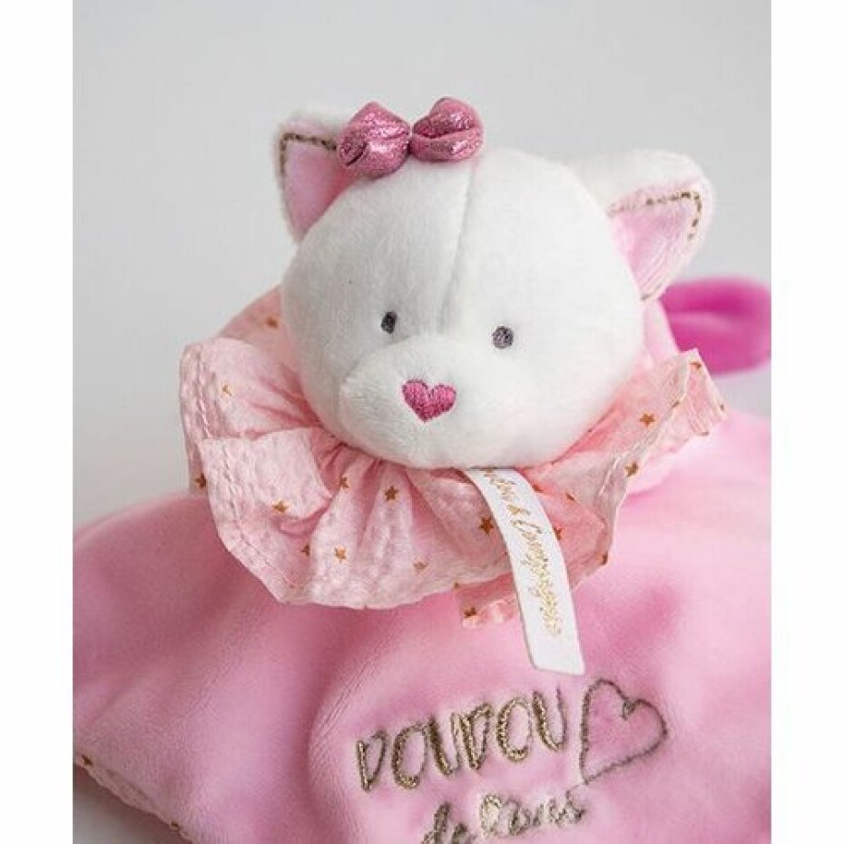 Doudou Dárková sada - plyšový muchláček růžová kočka 20 cm - main (1)
