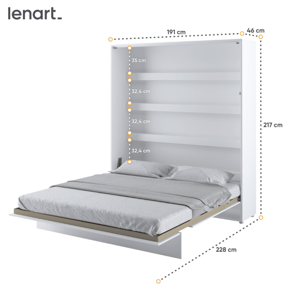 Dig-net nábytek Sklápěcí postel Lenart BED CONCEPT BC-13 | 180 x 200 cm Barva: Bílá - main (23)