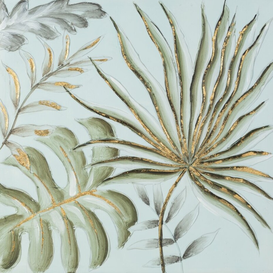 ArtFir Obraz LISTY 446A | světle zelená 60 x 60 cm - main (0)