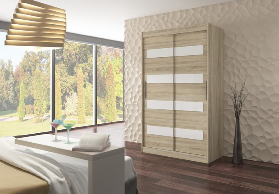 ArtAdrk Šatní skříň MARTINEZ | 150 cm Barva: sonoma / bílá lacobel - main (0)