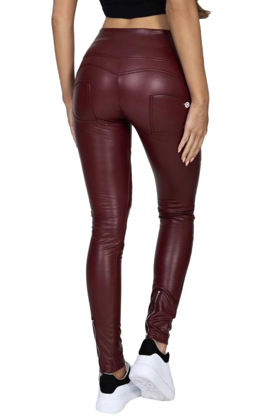 Dámské legíny Hugz Jeans  Wine Faux Leather Biker High Waist S - main (2)