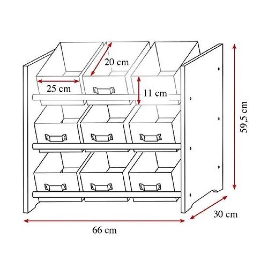 Kesper 17716 Dětský regál s 9 látkovými boxy White, 65 x 60 x 30 cm - main (2)