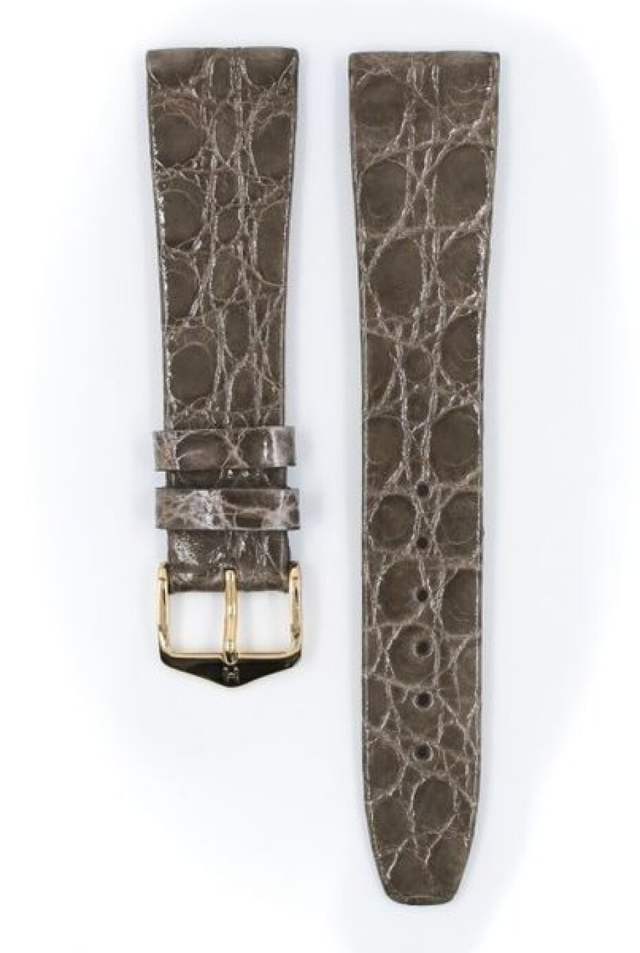 Řemínek Hirsch Prestige Crocodile - šedý - 19 mm - L – Standardní délka (doporučujeme) - 14 mm - Zlatá - main (1)