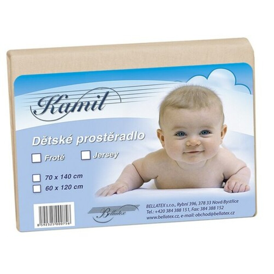 Bellatex Dětské jersey prostěradlo, béžová, , 70 x 140 cm - main (0)